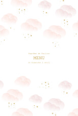 Menu de baptême Brume rose Menu de baptême Brume rose