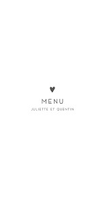 Menu de mariage élégant cœur blanc Menu de mariage élégant cœur blanc