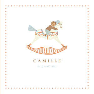 Faire-part de naissance jouets cheval à bascule (garçon) brun Faire-part de naissance jouets cheval à bascule (garçon) brun