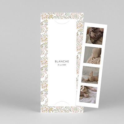 Faire-part de naissance design indiennes (marque-page) rose Faire-part de naissance design indiennes (marque-page) rose