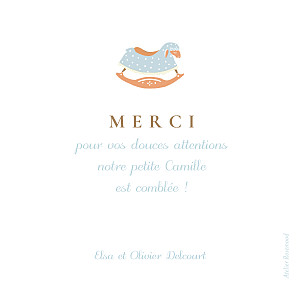 Carte de remerciement jouets petit mouton à bascule blanc Carte de remerciement jouets petit mouton à bascule blanc