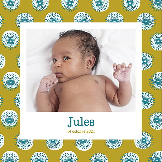 Faire-part de naissance Wax anis Faire-part de naissance Wax anis