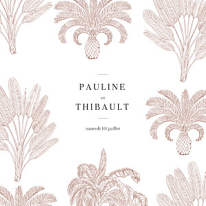 Faire-part de mariage orange oiseaux de paradis (4 pages) (dorure) rouille Faire-part de mariage orange oiseaux de paradis (4 pages) (dorure) rouille