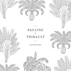 Faire-part de mariage blanc oiseaux de paradis (4 pages) (dorure) noir Faire-part de mariage blanc oiseaux de paradis (4 pages) (dorure) noir