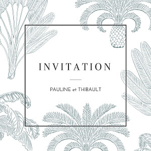 Carton d'invitation mariage oiseaux de paradis bleu Carton d'invitation mariage oiseaux de paradis bleu