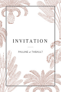 Carton d'invitation mariage rouge oiseaux de paradis portrait rouille Carton d'invitation mariage rouge oiseaux de paradis portrait rouille