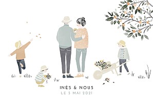 Faire-part de naissance moderne summer family (4 enfants) 1 Faire-part de naissance moderne summer family (4 enfants) 1