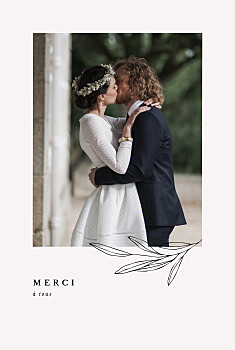 Carte de remerciement mariage jeune pousse beige Carte de remerciement mariage jeune pousse beige
