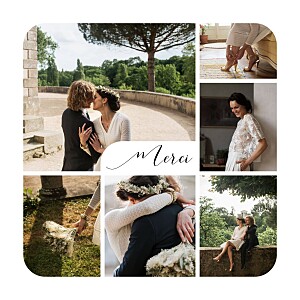 Carte de remerciement mariage tous genres tendre innocence (photos) blanc Carte de remerciement mariage tous genres tendre innocence (photos) blanc