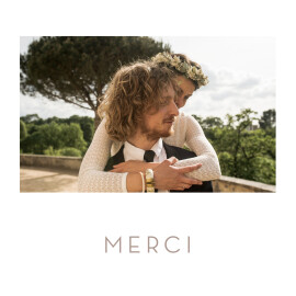 Carte de remerciement mariage Simple 1 photo blanc