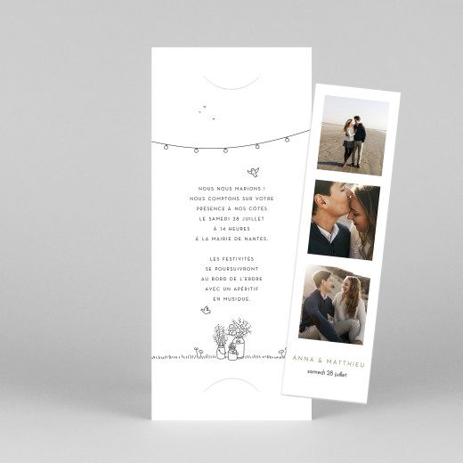 Faire-part de mariage Promesse bohème (marque-page) blanc - Vue 1 Faire-part de mariage Promesse bohème (marque-page) blanc - Vue 1