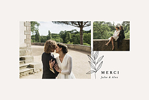 Carte de remerciement mariage classique jeune pousse beige Carte de remerciement mariage classique jeune pousse beige