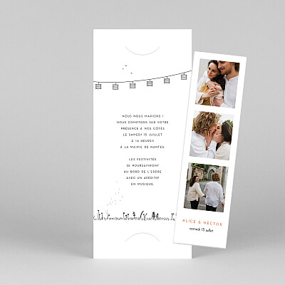 Faire-part de mariage été promesse champêtre (marque-page) blanc Faire-part de mariage été promesse champêtre (marque-page) blanc