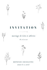 Carton d'invitation mariage Herbier (Portrait) blanc