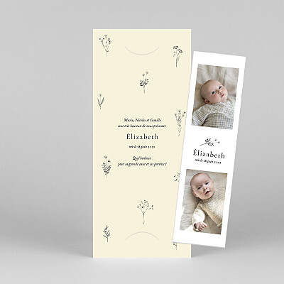 Faire-part de naissance jaune herbier (marque-page) beige Faire-part de naissance jaune herbier (marque-page) beige