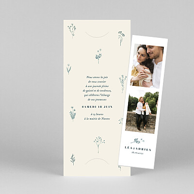 Faire-part de mariage tous genres herbier (marque-page) beige Faire-part de mariage tous genres herbier (marque-page) beige
