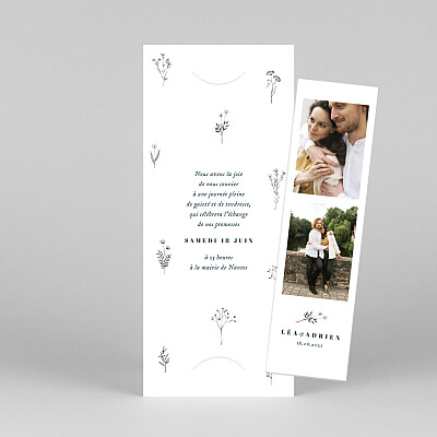 Faire-part de mariage été herbier (marque-page) blanc Faire-part de mariage été herbier (marque-page) blanc