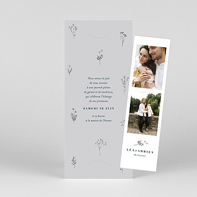 Faire-part de mariage gris herbier (marque-page) gris Faire-part de mariage gris herbier (marque-page) gris