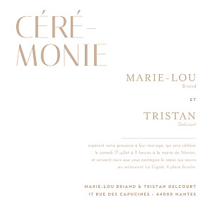 Faire-part de mariage beige capitale beige Faire-part de mariage beige capitale beige