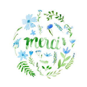 Carte de remerciement fille alphabet fleuri bleu Carte de remerciement fille alphabet fleuri bleu