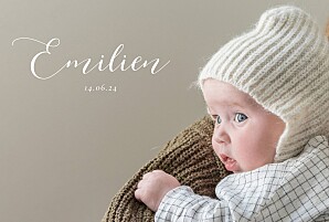 Faire-part de naissance blanc calligraphie (paysage) blanc Faire-part de naissance blanc calligraphie (paysage) blanc