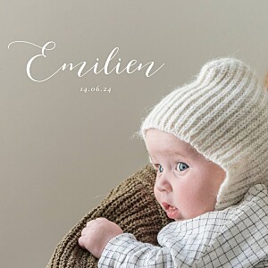 Faire-part de naissance sans photo calligraphie blanc Faire-part de naissance sans photo calligraphie blanc
