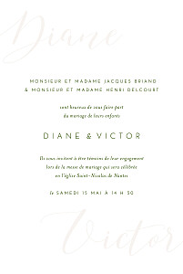 Faire-part de mariage vert calligraphie vert sapin Faire-part de mariage vert calligraphie vert sapin