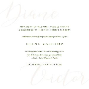 Faire-part de mariage beige calligraphie vert sapin Faire-part de mariage beige calligraphie vert sapin