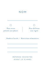 Carton réponse mariage Calligraphie bleu