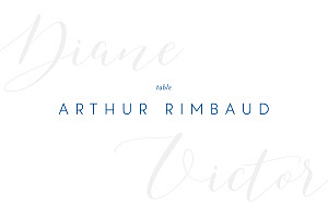 Marque-table mariage calligraphie bleu Marque-table mariage calligraphie bleu
