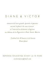 Carton d'invitation mariage Calligraphie vert sapin