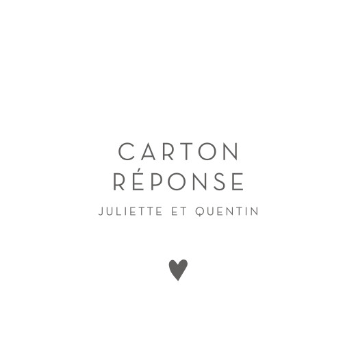 Carton réponse mariage Élégant cœur blanc - Recto Carton réponse mariage Élégant cœur blanc - Recto