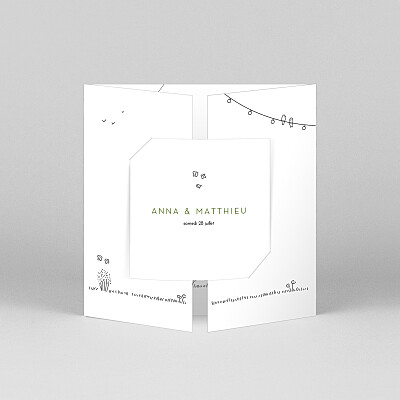 Faire-part de mariage tous genres promesse bohème (fenêtre) blanc Faire-part de mariage tous genres promesse bohème (fenêtre) blanc