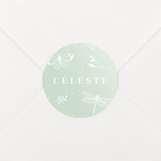 Stickers pour enveloppes naissance Élégant papillon vert