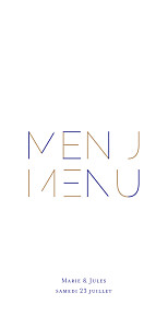 Menu de mariage love code bleu Menu de mariage love code bleu