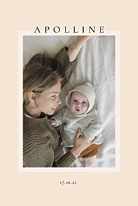 Faire-part de naissance design cadre pastel beige Faire-part de naissance design cadre pastel beige
