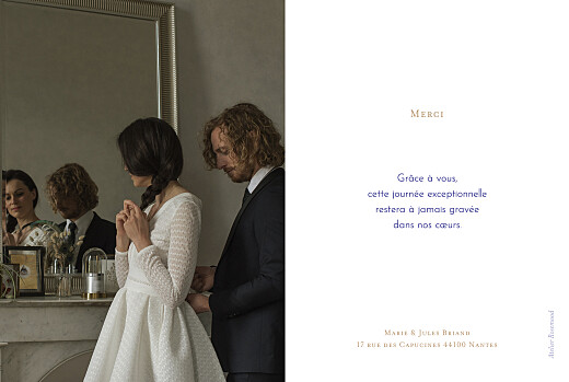 Carte de remerciement mariage Love Code bleu - Verso