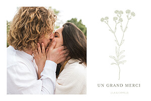 Carte de remerciement mariage tous genres botanique (paysage) vert Carte de remerciement mariage tous genres botanique (paysage) vert
