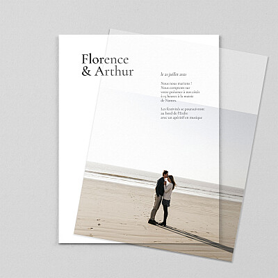 Faire-part de mariage tous genres sobre portrait (calque) blanc Faire-part de mariage tous genres sobre portrait (calque) blanc