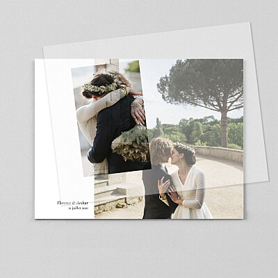 Carte de remerciement mariage tous genres sobre (calque) blanc Carte de remerciement mariage tous genres sobre (calque) blanc