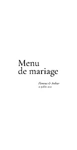 Menu de mariage sobre blanc Menu de mariage sobre blanc