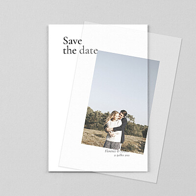 Save the date sobre petit portrait (calque) blanc Save the date sobre petit portrait (calque) blanc