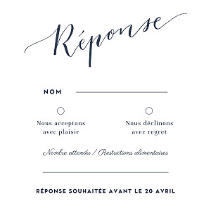 Carton réponse mariage swing blanc Carton réponse mariage swing blanc