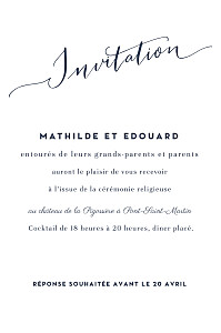 Carton d'invitation mariage moderne swing (portrait) blanc Carton d'invitation mariage moderne swing (portrait) blanc