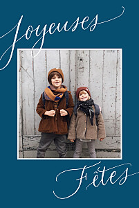Carte de voeux bleu swing 2 photos bleu Carte de voeux bleu swing 2 photos bleu