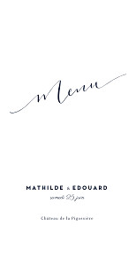 Menu de mariage swing blanc Menu de mariage swing blanc