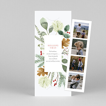 Carte de voeux feuillage aquarelle (marque-page) blanc Carte de voeux feuillage aquarelle (marque-page) blanc