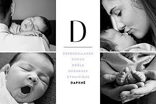 Faire-part de naissance violet trait de caractère violet Faire-part de naissance violet trait de caractère violet
