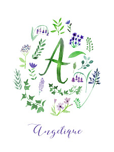 Affichette alphabet fleuri blanc Affichette alphabet fleuri blanc