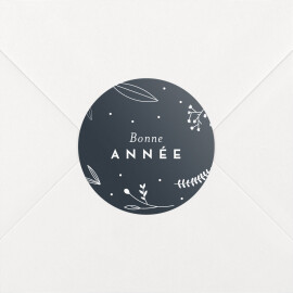 Stickers pour enveloppes vœux Élégant feuillage bleu